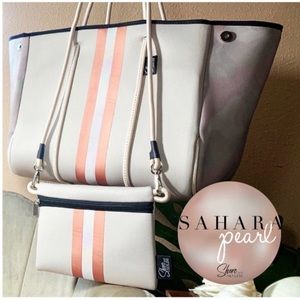 nwt © SAHARA PEARL 2-in-1 Neoprene Tote & Crossbody camo rose-gold + Coach gift
